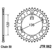 Reťazová rozeta JT JTR 862-44 44T, 530